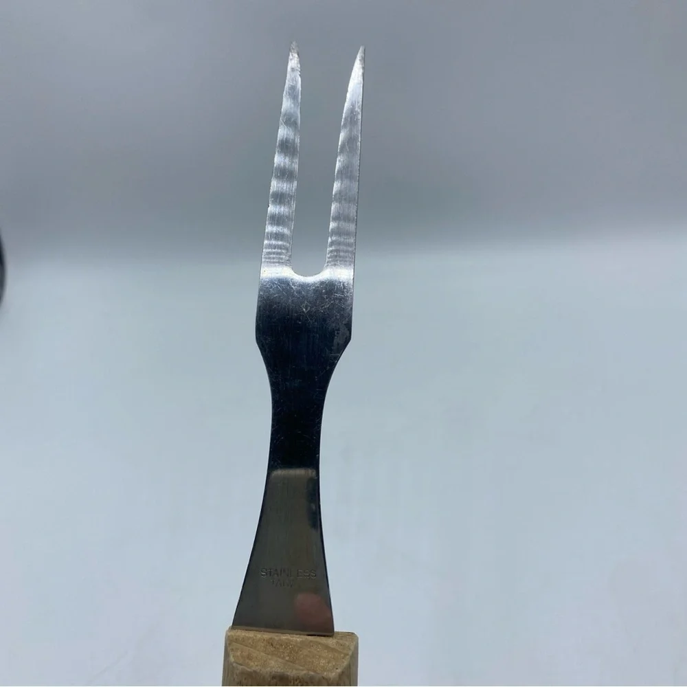 Vintage Prong Carving Fork Meat Cooking Chef’s Collection Wooden Handle Stainles